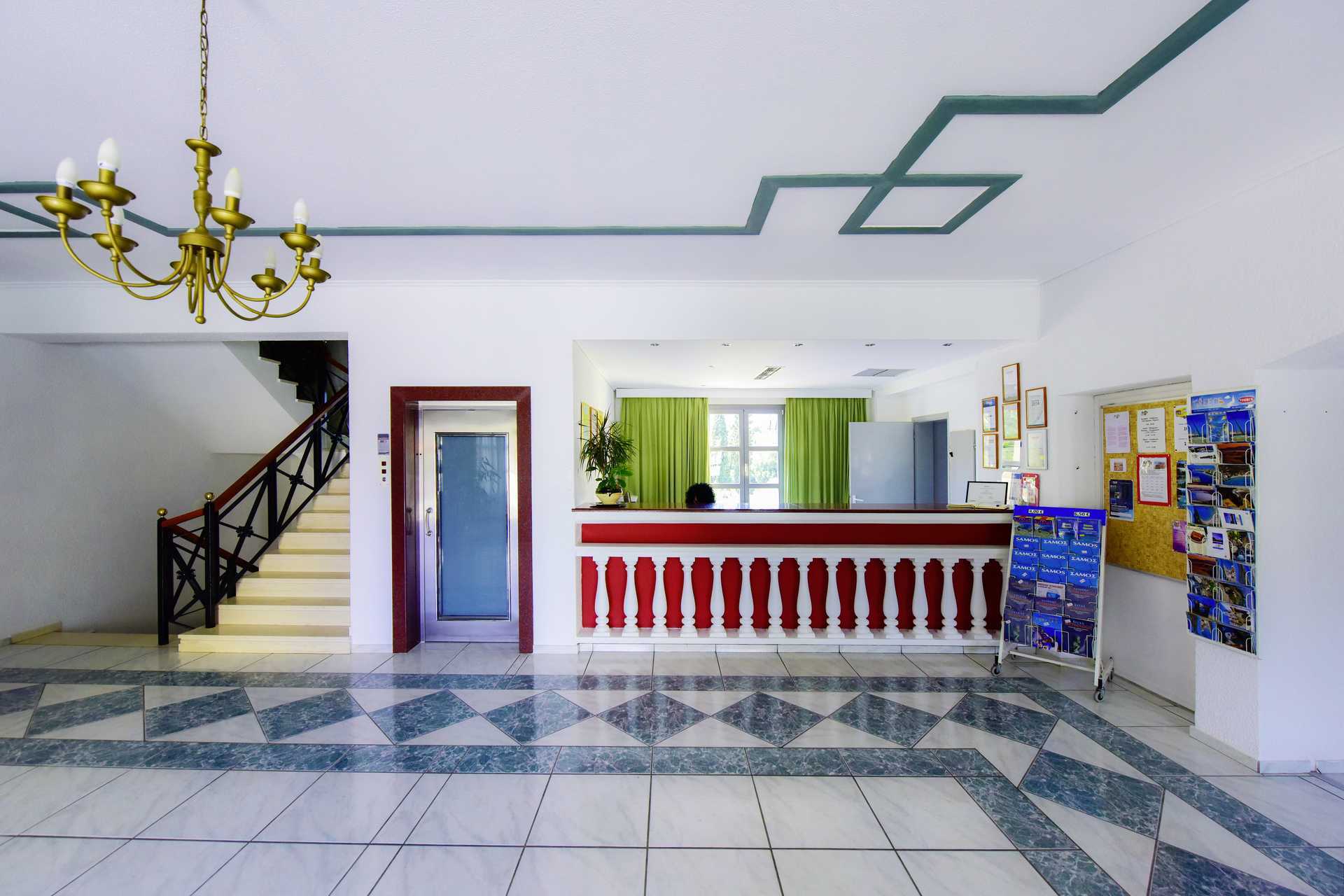 Ontvangst in het hotel Arion in Kokkari, Samos.
