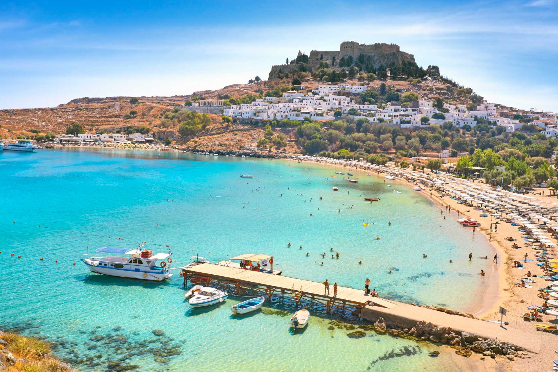 Boottocht naar de stranden en baaien van Lindos