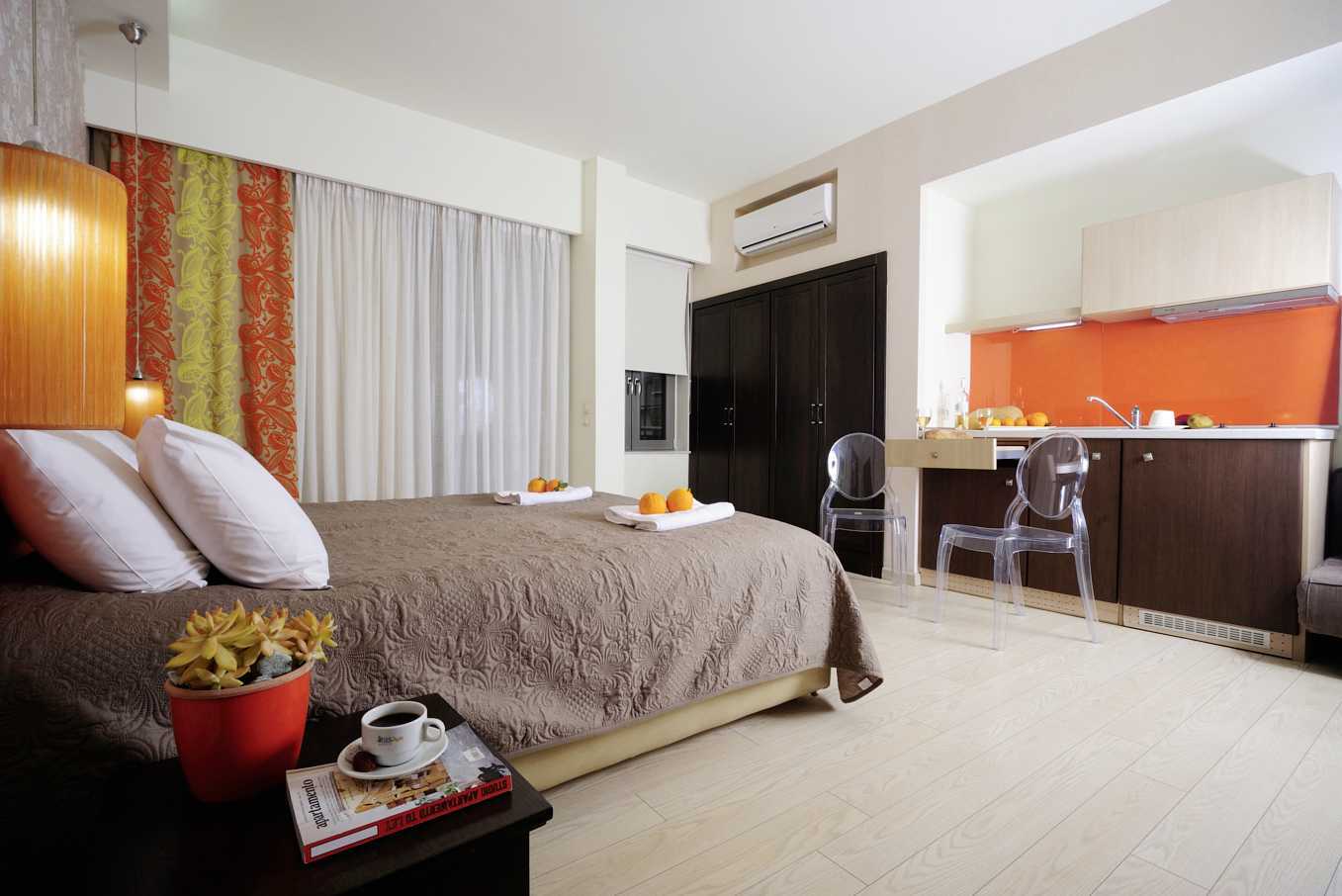 Eenkamerappartement in Hotel Steris in de stad Rethymnon op Kreta, Griekenland.