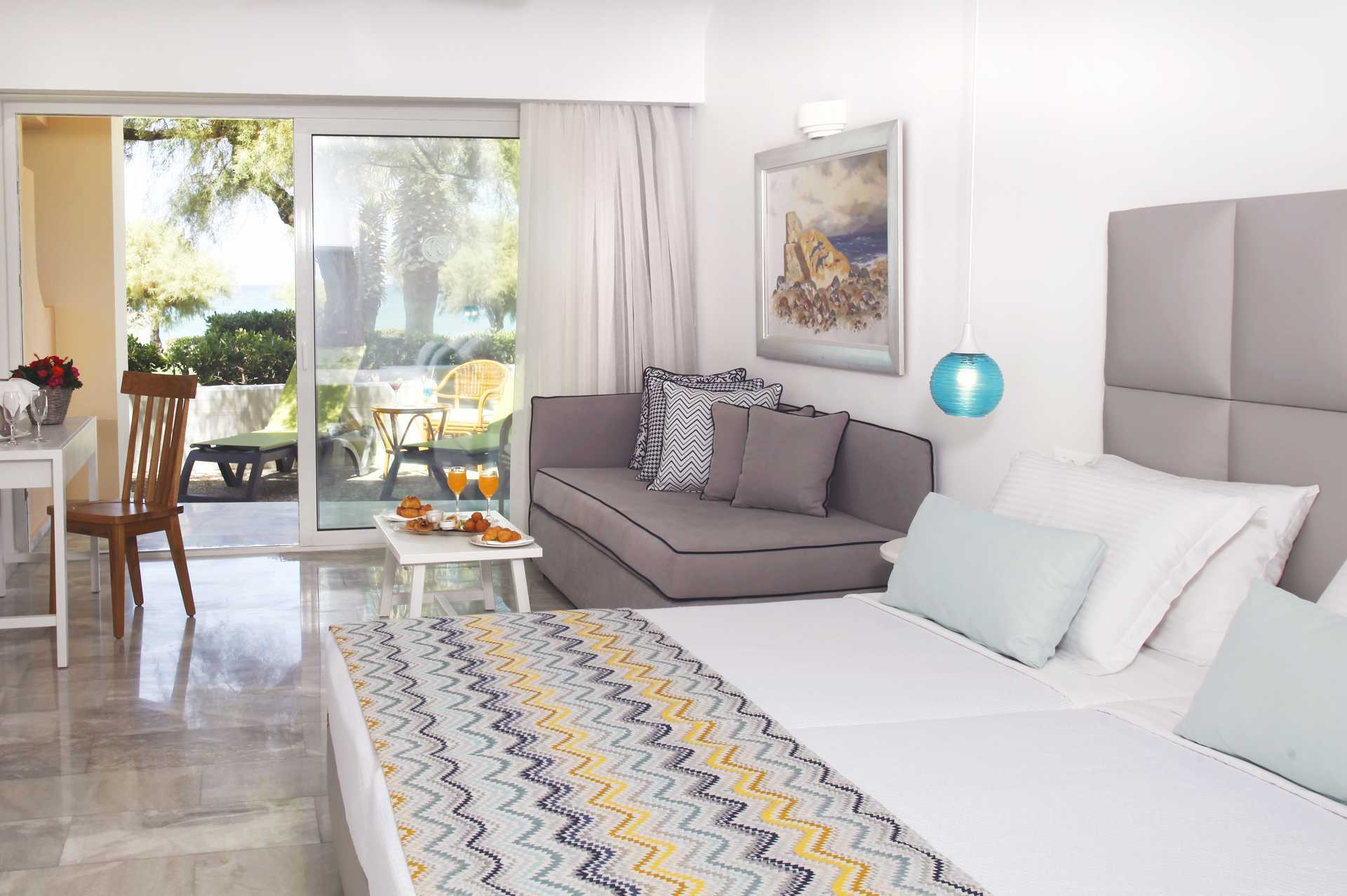 Familiekamer in hotel Rethymno Palace in Rethymnon op Kreta, Griekenland.