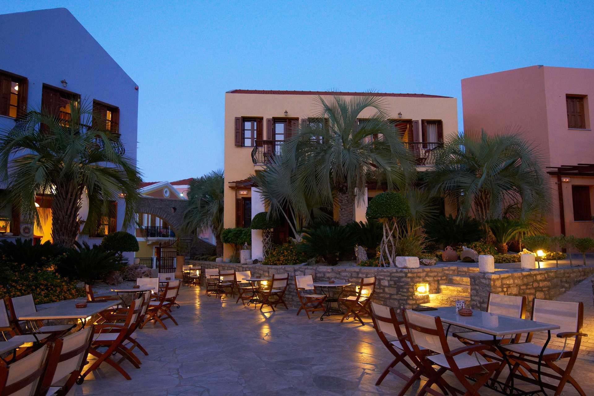 Hotel Iapetos Village op Symi, Griekenland.