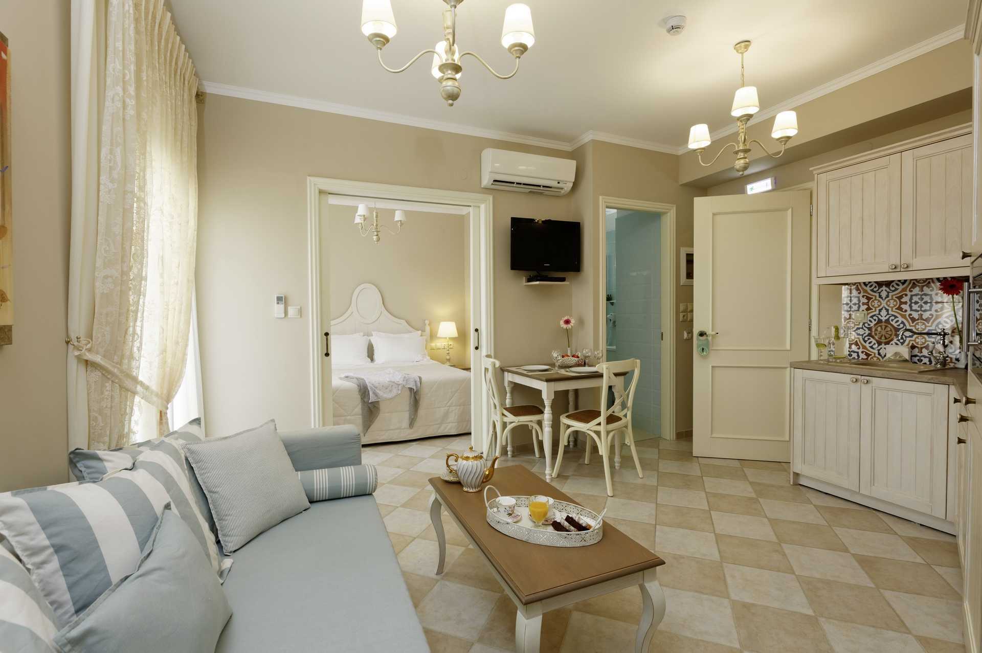 Tweekamerappartement in hotel Ionia Suites in Rethymnon op Kreta.