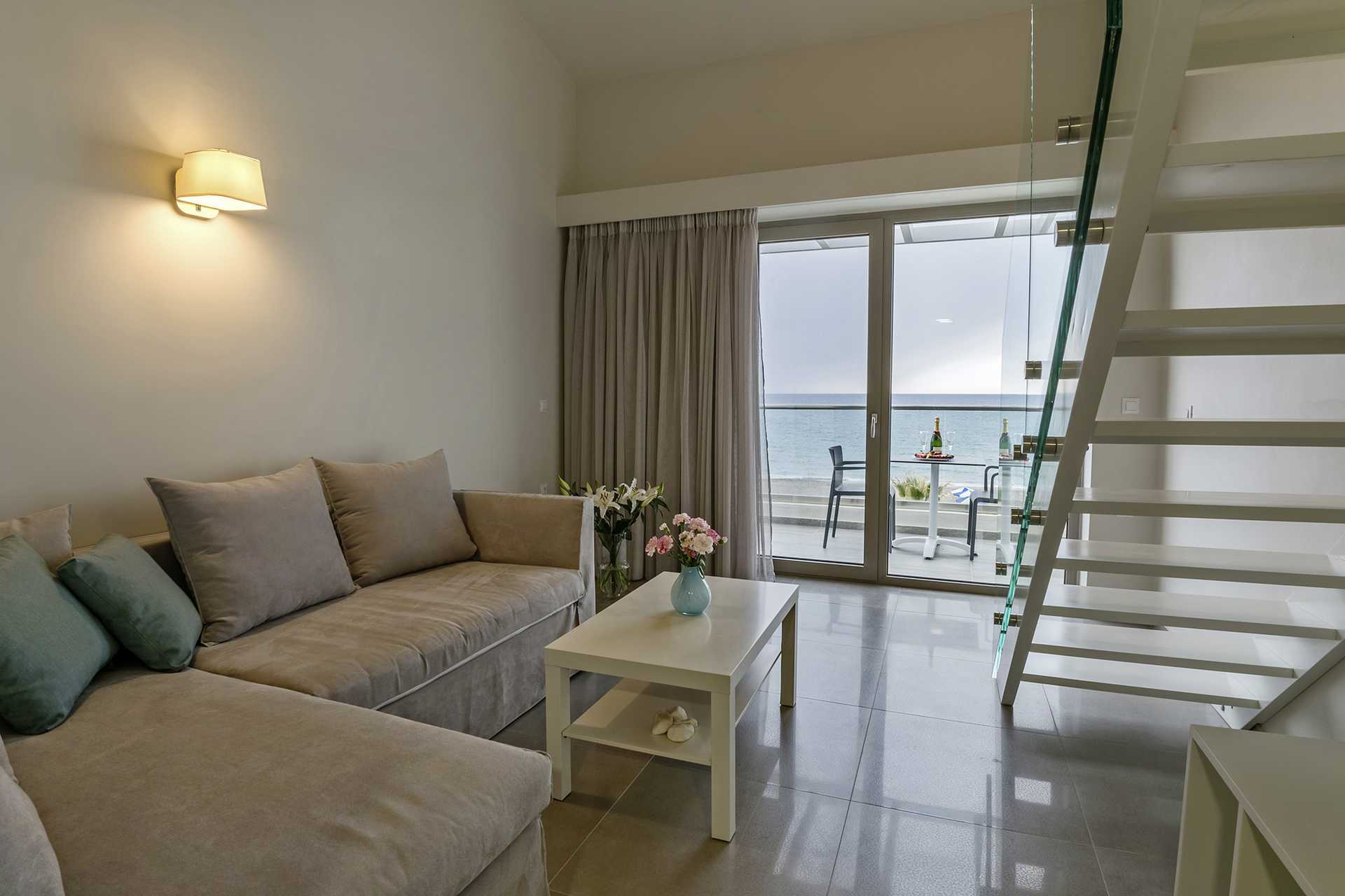 Tweekamerappartement op de eerste verdieping van het Iperion hotel in Rethymnon, Kreta.