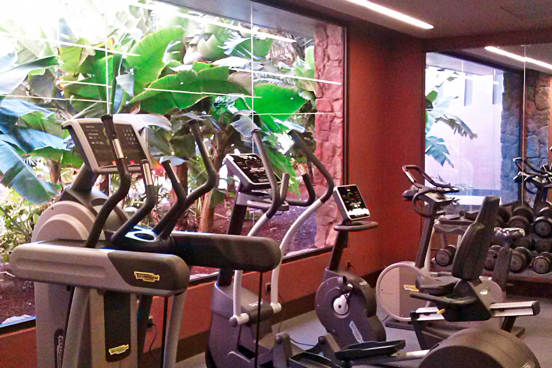 De sportschool in het Lopesan Baobab Resort in Meloneras, Gran Canaria.