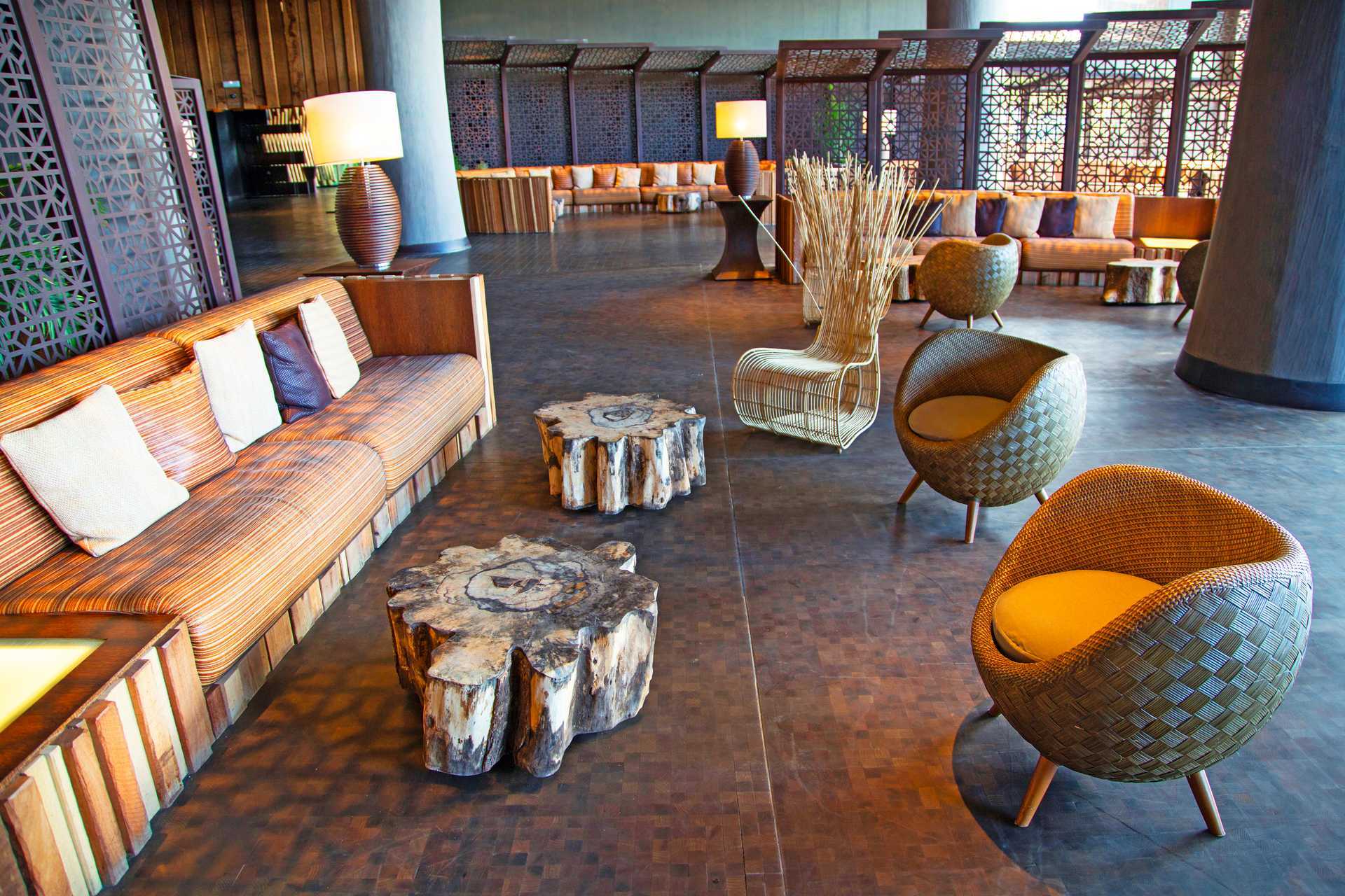 De lobby van het Lopesan Baobab Resort in Meloneras, Gran Canaria.