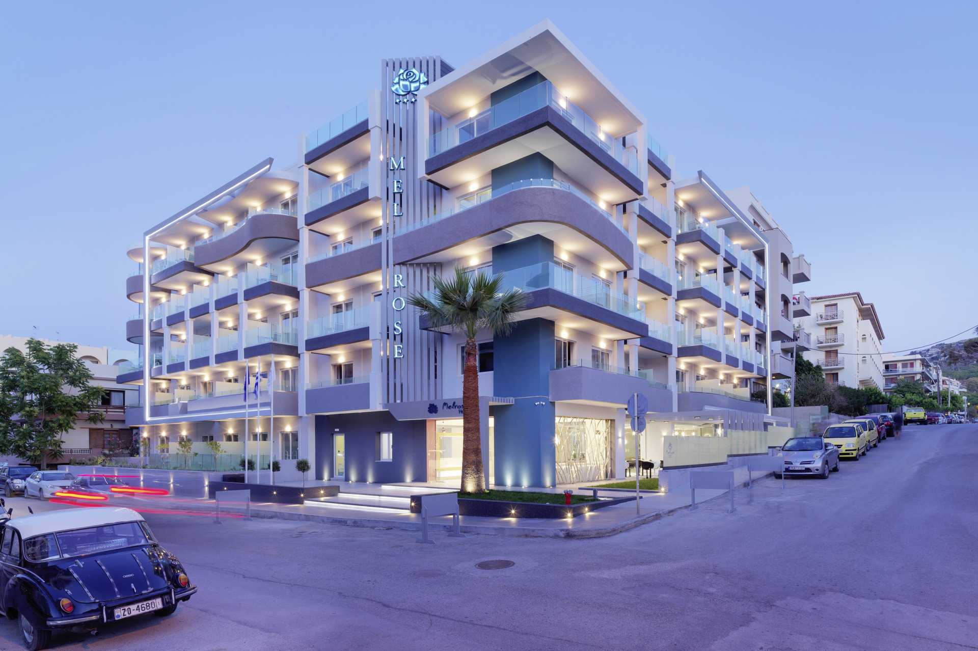 Hotel Melrose in de stad Rethymnon op Kreta, Griekenland.