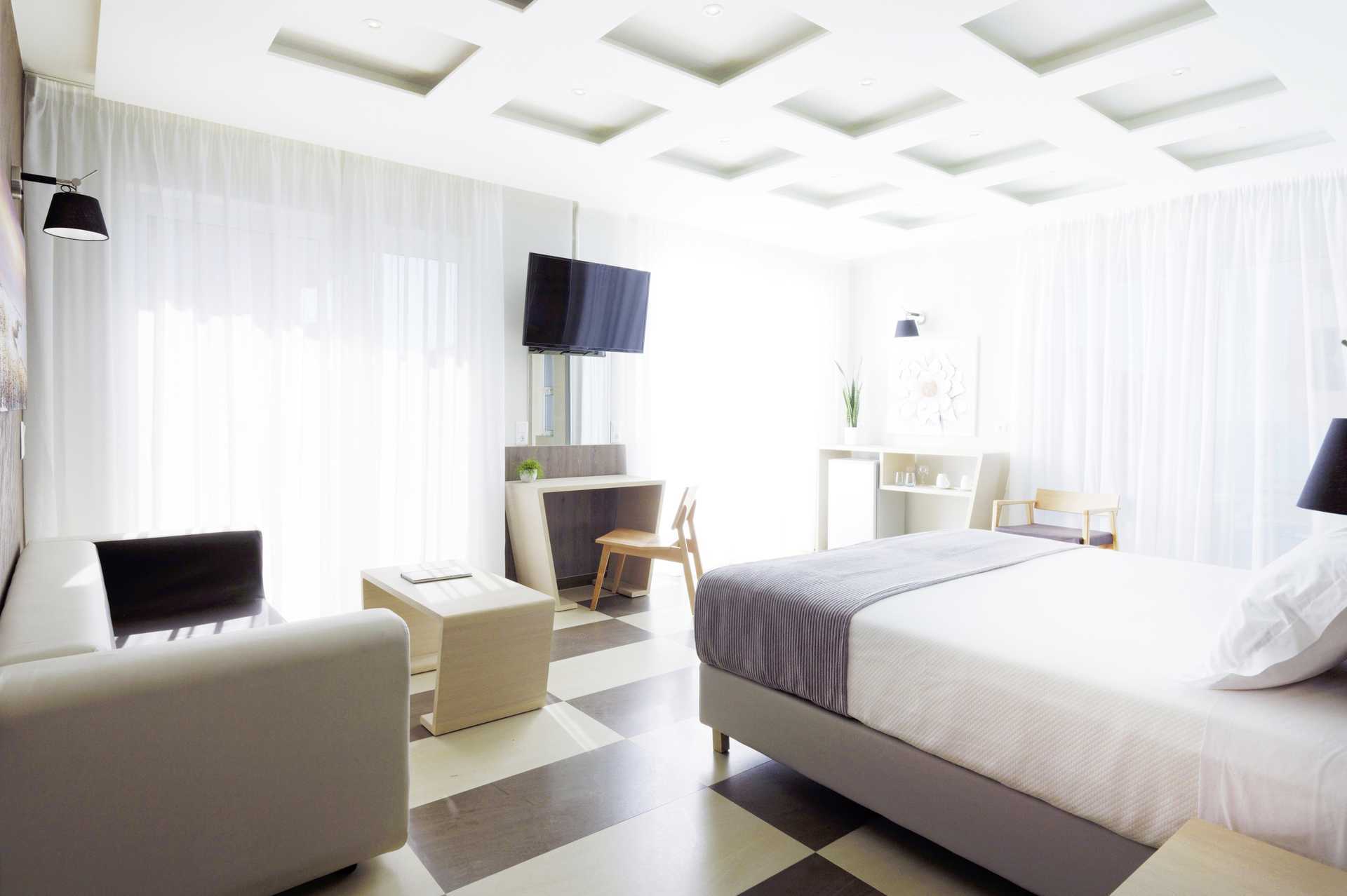 Junior suite in hotel Melrose in de stad Rethymnon op Kreta, Griekenland.