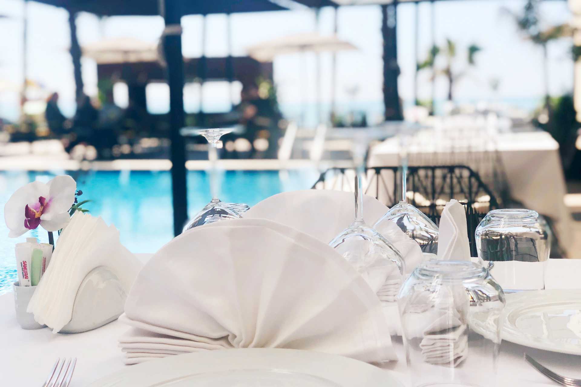 Restaurant in hotel Royal G in Durres, Albanië.