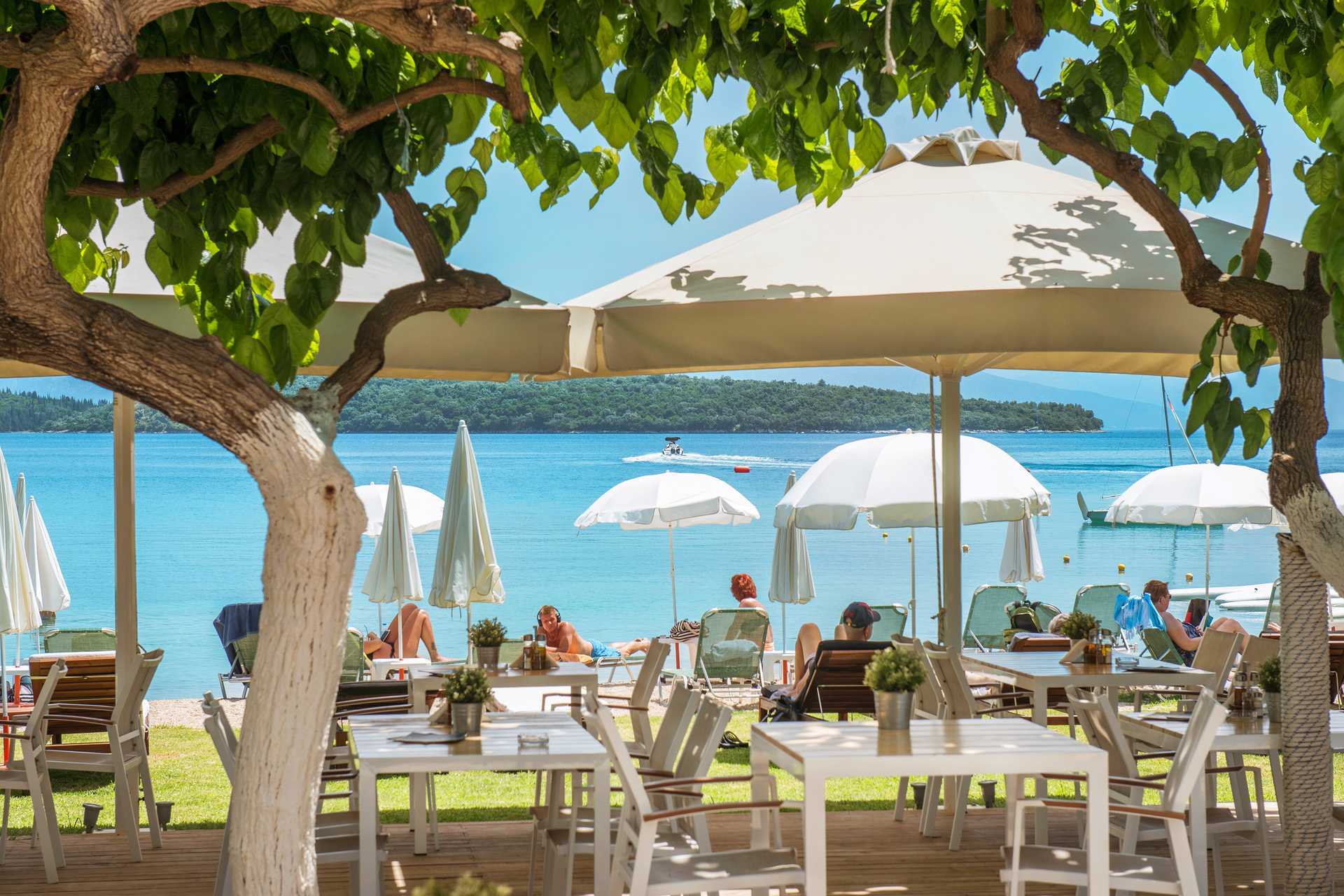 De snackbar van het Seaview hotel op Lefkas, Griekenland.