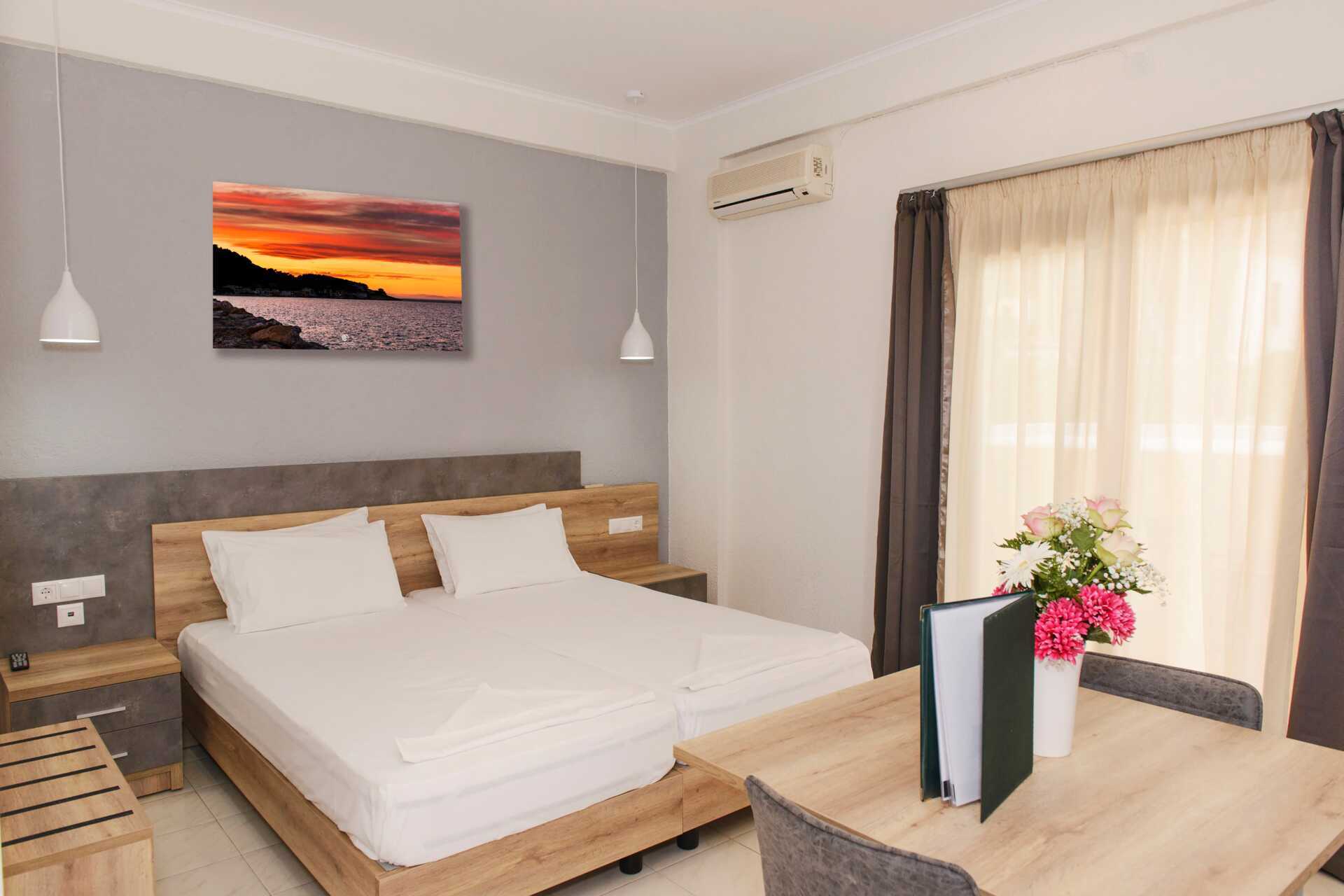 Studio-appartement in het Smaragda Beach-hotel in Votsalakia op Samos, Griekenland.