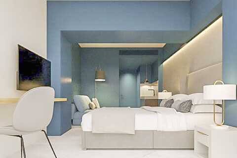 Twee/driekamerappartement op de eerste verdieping van het Aquarius hotel in Rethymnon, Kreta.