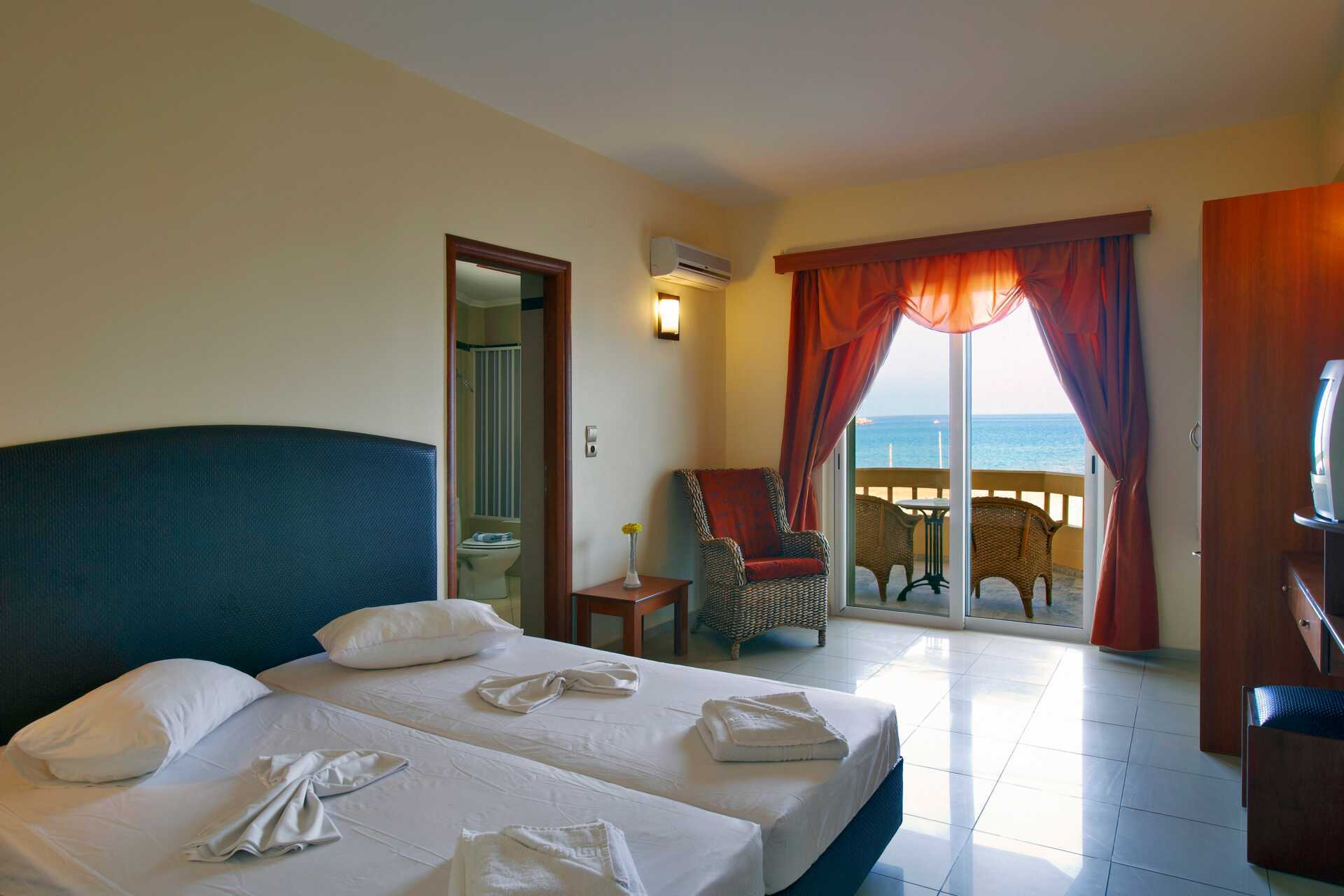 Tweekamerappartement in hotel Theo in Rethymnon, Kreta.