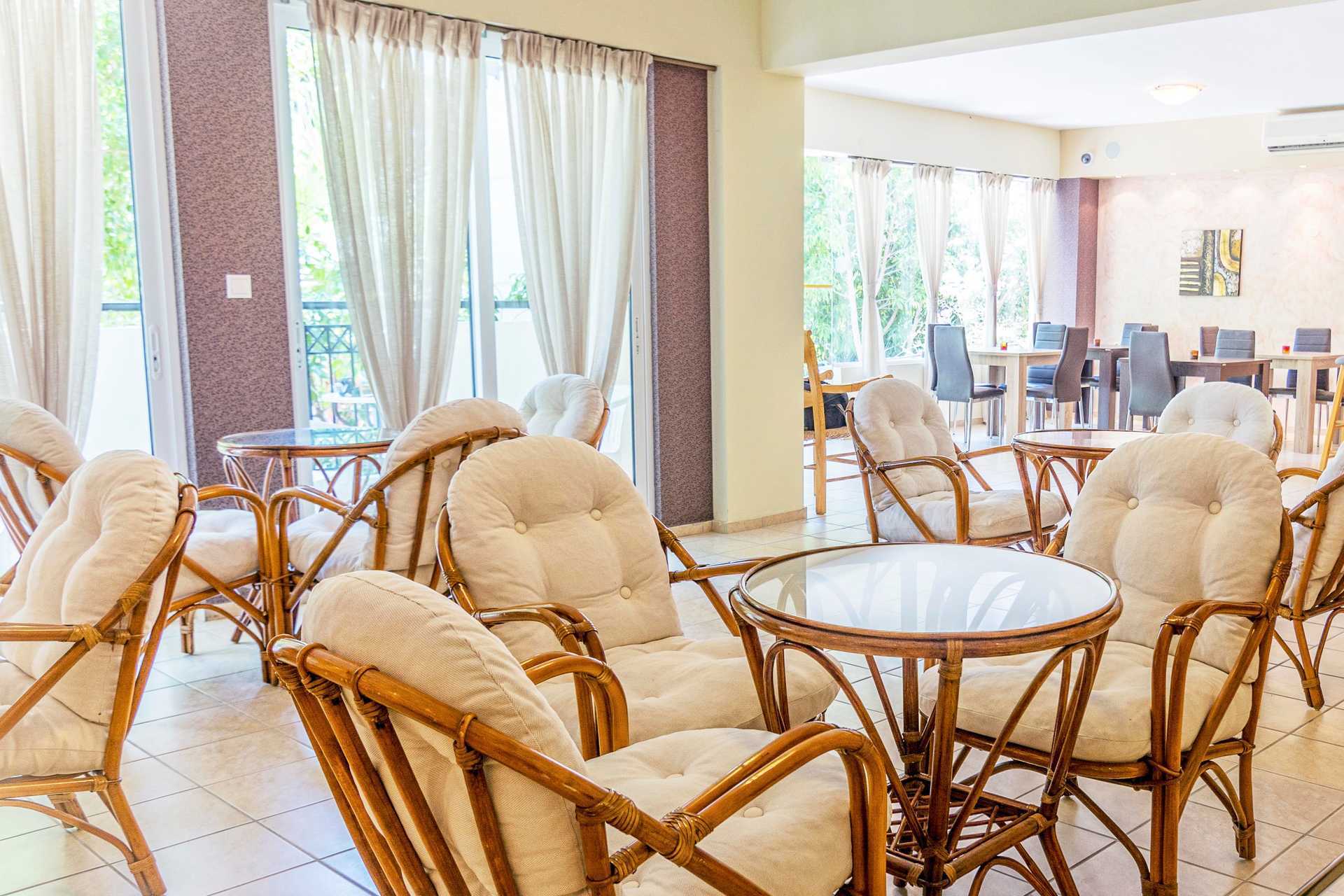 Lounge in hotel Varvara's Diamond in Rethymnon, Kreta.